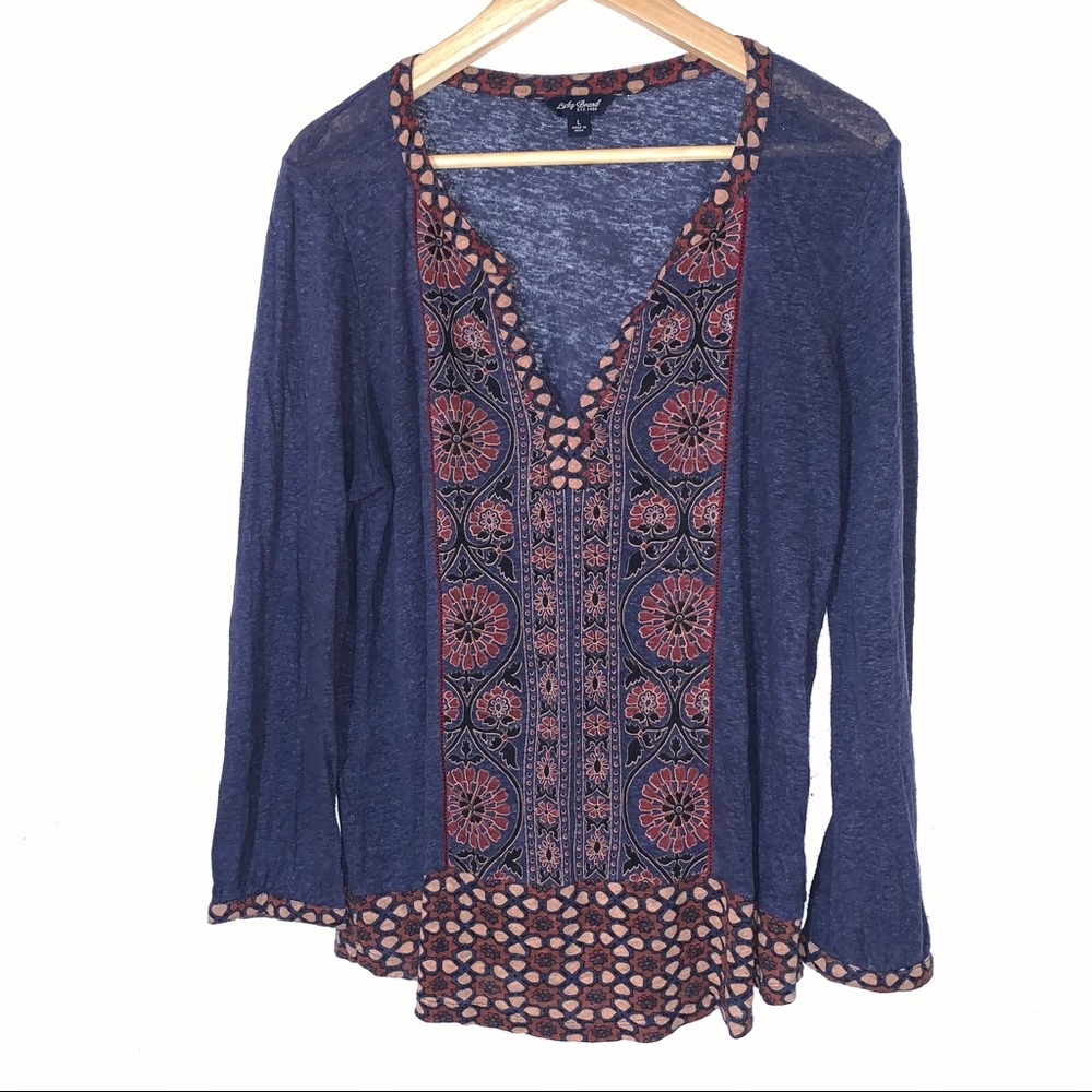 Lucky Brand Women's Printed Peasant Top